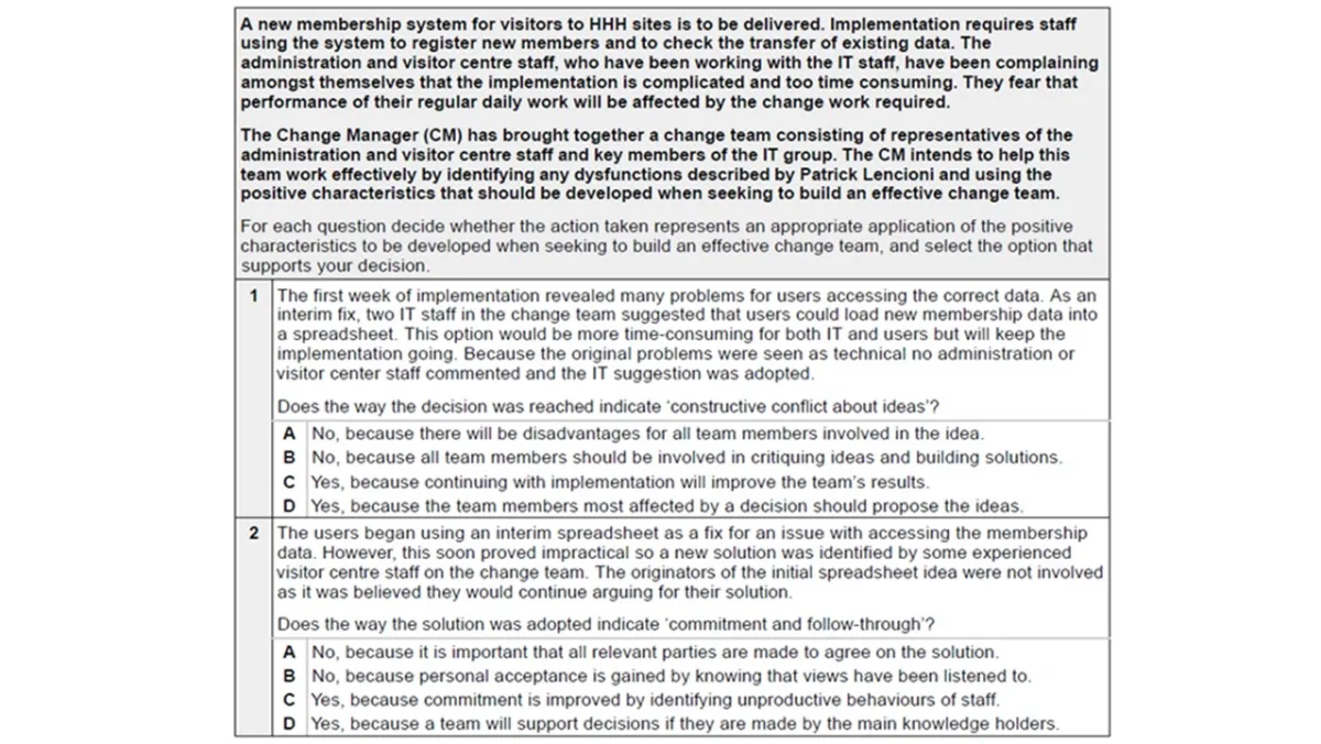 Change Exam Practitioner Question